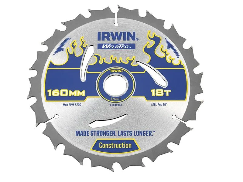 IRWIN Weldtec Circular Saw Blade 160 X 20Mm X 18T Atb