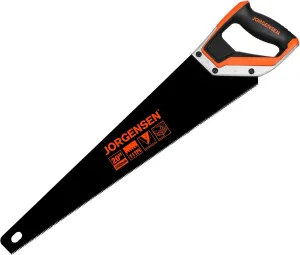 JORGENSEN 20 Inch Black Coated Pro Hand Saw, 11 TPI Fine-Cut Ergonomic Non-Slip Aluminum Ultrasonic Welding Handle for Sawing, Trimming, Gardening, Woodworking, Drywall, Plastic Pipes