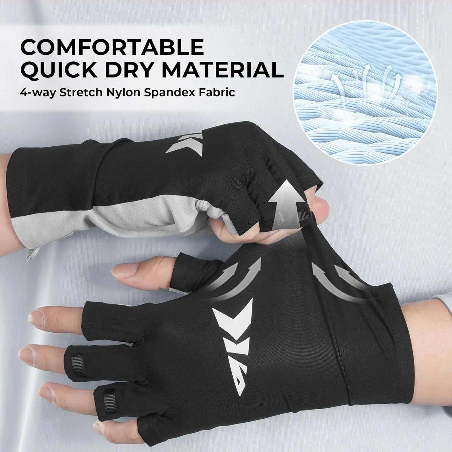 KastKing Ultimate Angler Fingerless SPF Sun Gloves, UPF50  Sun Protection Fishing Gloves, Hydrocool® Technology, Open Palm Design, Extended Cuff UV Protection Gloves for Fishing, Hiking, and Cycling