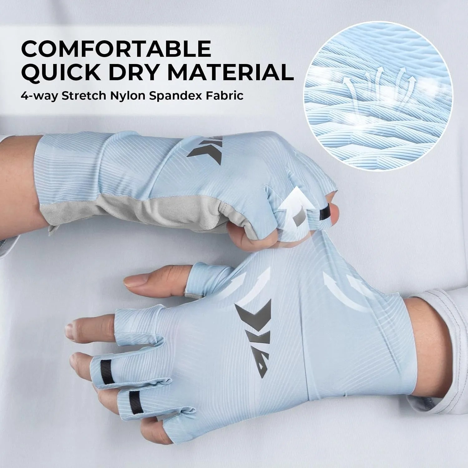 KastKing Ultimate Angler Fingerless SPF Sun Gloves, UPF50  Sun Protection Fishing Gloves, Hydrocool® Technology, Open Palm Design, Extended Cuff UV Protection Gloves for Fishing, Hiking, and Cycling