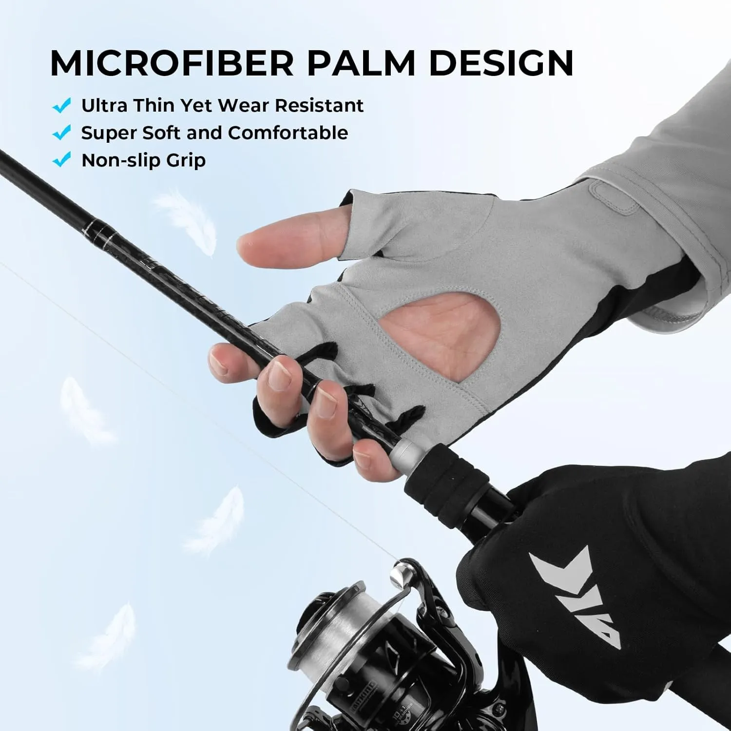 KastKing Ultimate Angler Fingerless SPF Sun Gloves, UPF50  Sun Protection Fishing Gloves, Hydrocool® Technology, Open Palm Design, Extended Cuff UV Protection Gloves for Fishing, Hiking, and Cycling