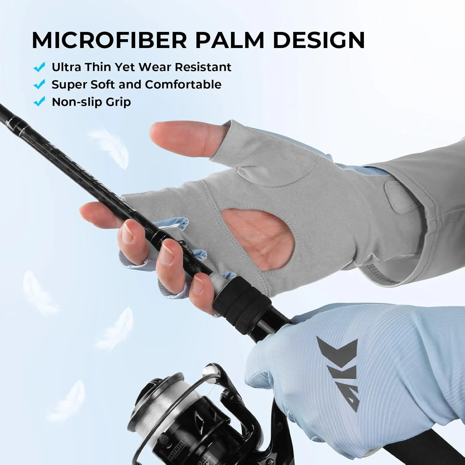 KastKing Ultimate Angler Fingerless SPF Sun Gloves, UPF50  Sun Protection Fishing Gloves, Hydrocool® Technology, Open Palm Design, Extended Cuff UV Protection Gloves for Fishing, Hiking, and Cycling