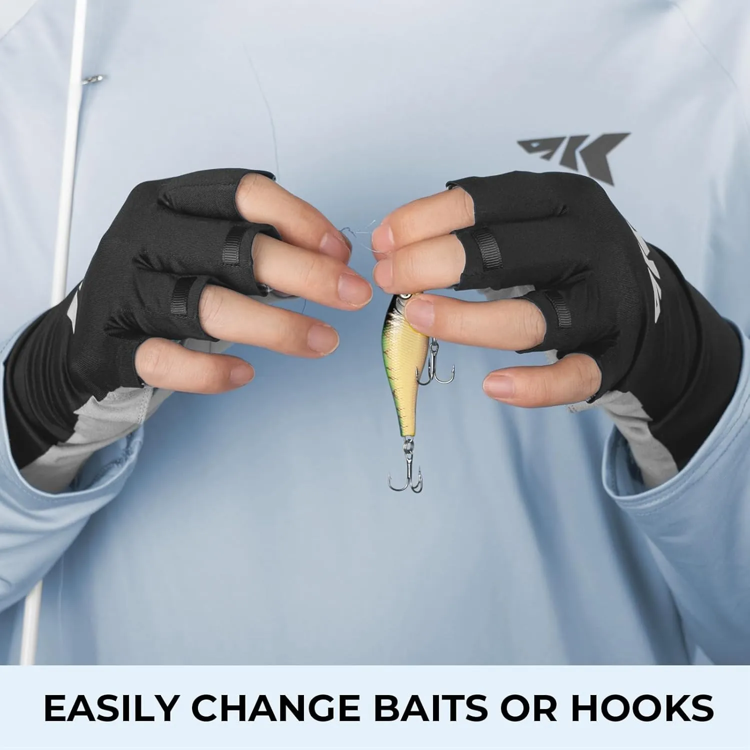 KastKing Ultimate Angler Fingerless SPF Sun Gloves, UPF50  Sun Protection Fishing Gloves, Hydrocool® Technology, Open Palm Design, Extended Cuff UV Protection Gloves for Fishing, Hiking, and Cycling
