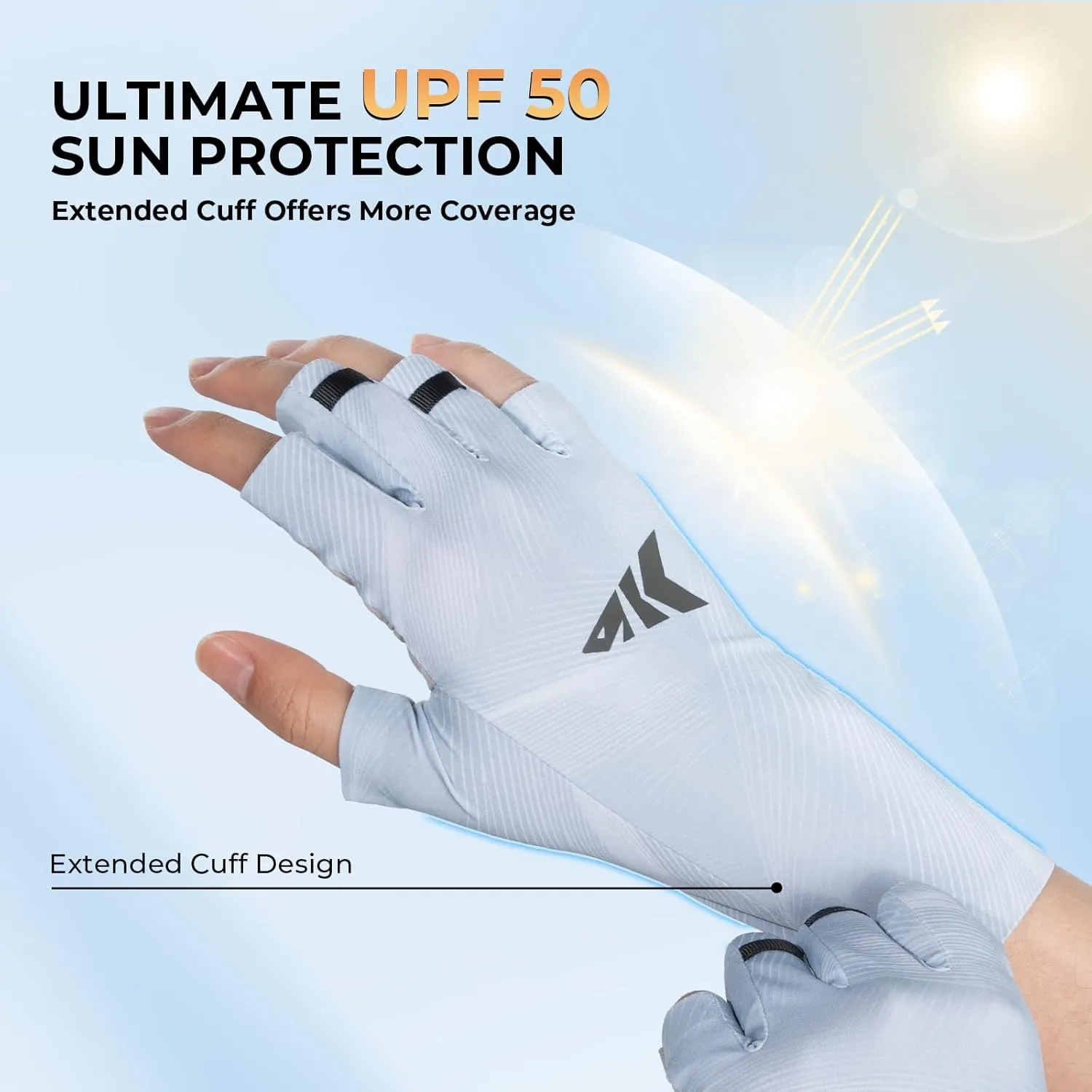 KastKing Ultimate Angler Fingerless SPF Sun Gloves, UPF50  Sun Protection Fishing Gloves, Hydrocool® Technology, Open Palm Design, Extended Cuff UV Protection Gloves for Fishing, Hiking, and Cycling