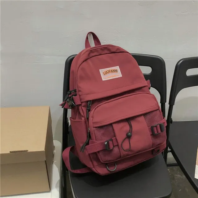 Kawaii Waterproof Nylon Solid Color Backpack