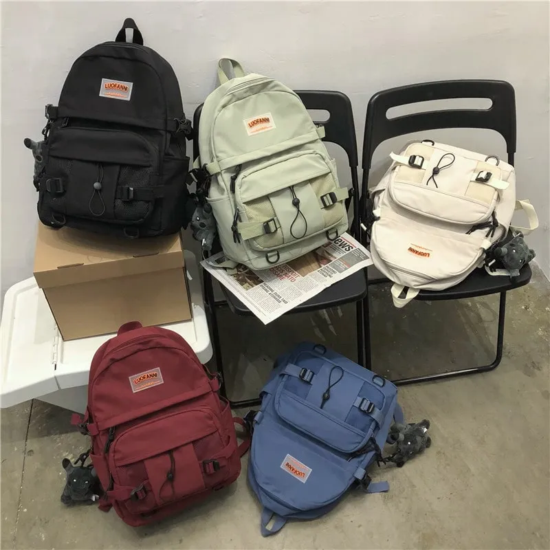 Kawaii Waterproof Nylon Solid Color Backpack