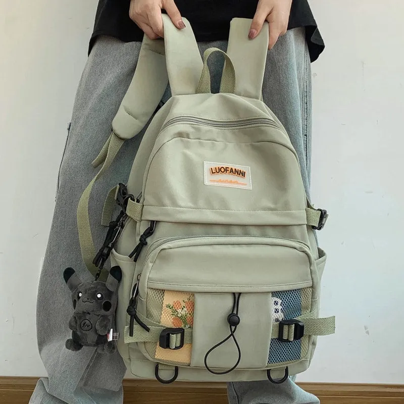 Kawaii Waterproof Nylon Solid Color Backpack