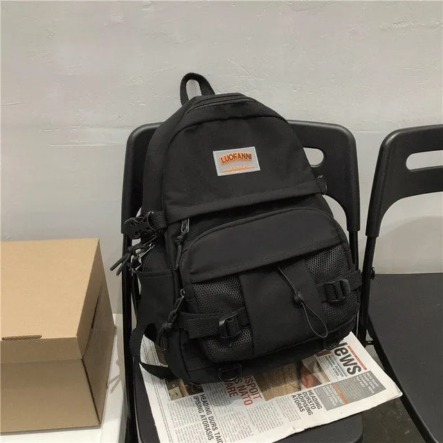 Kawaii Waterproof Nylon Solid Color Backpack