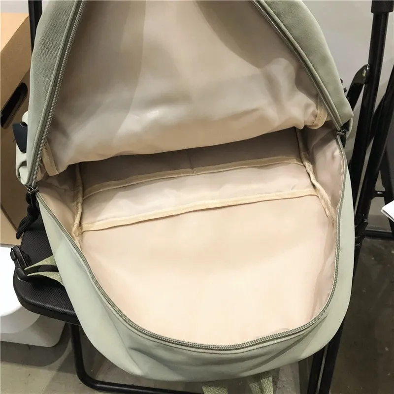 Kawaii Waterproof Nylon Solid Color Backpack