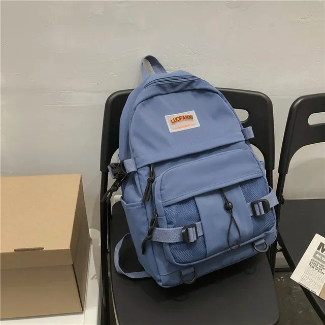 Kawaii Waterproof Nylon Solid Color Backpack