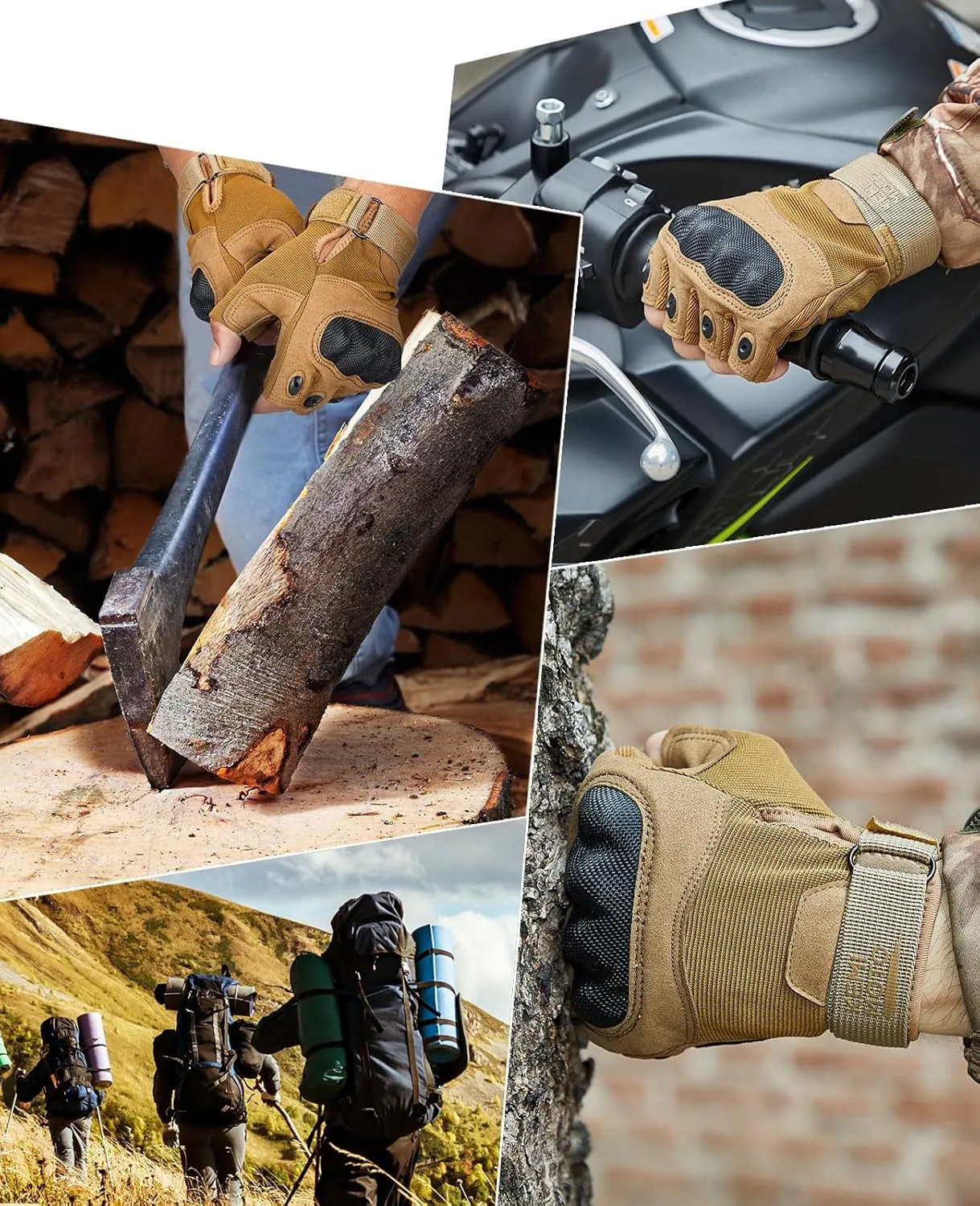 KEMIMOTO Fingerless Tactical Gloves for Men, Motorcycle Gloves for Outdoor Work Sports, Fingerless Cycling Gloves for Hunting Hiking Camping