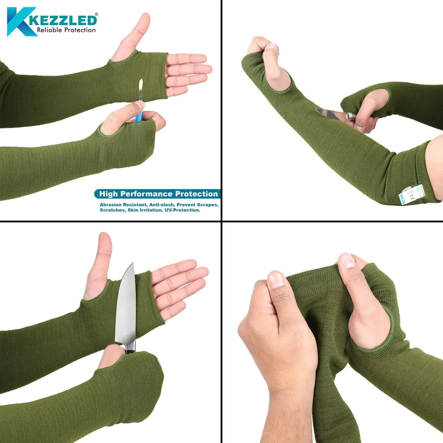 KEZZLED- Protective Arm Sleeves, Cut/Scratch/Heat Resistant with UV Protectors Safety for Garden Kitchen Work-18Inches