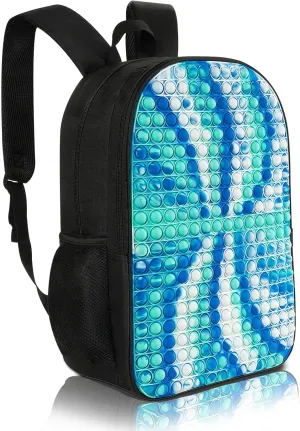 Kids Backpack Pop it Fidget Toys Backpack School Book Bag for 4-12 Year Old Boys and Girls Back to School Dual Compartments with Adjustable Straps Kids Holiday Gift Large 17"