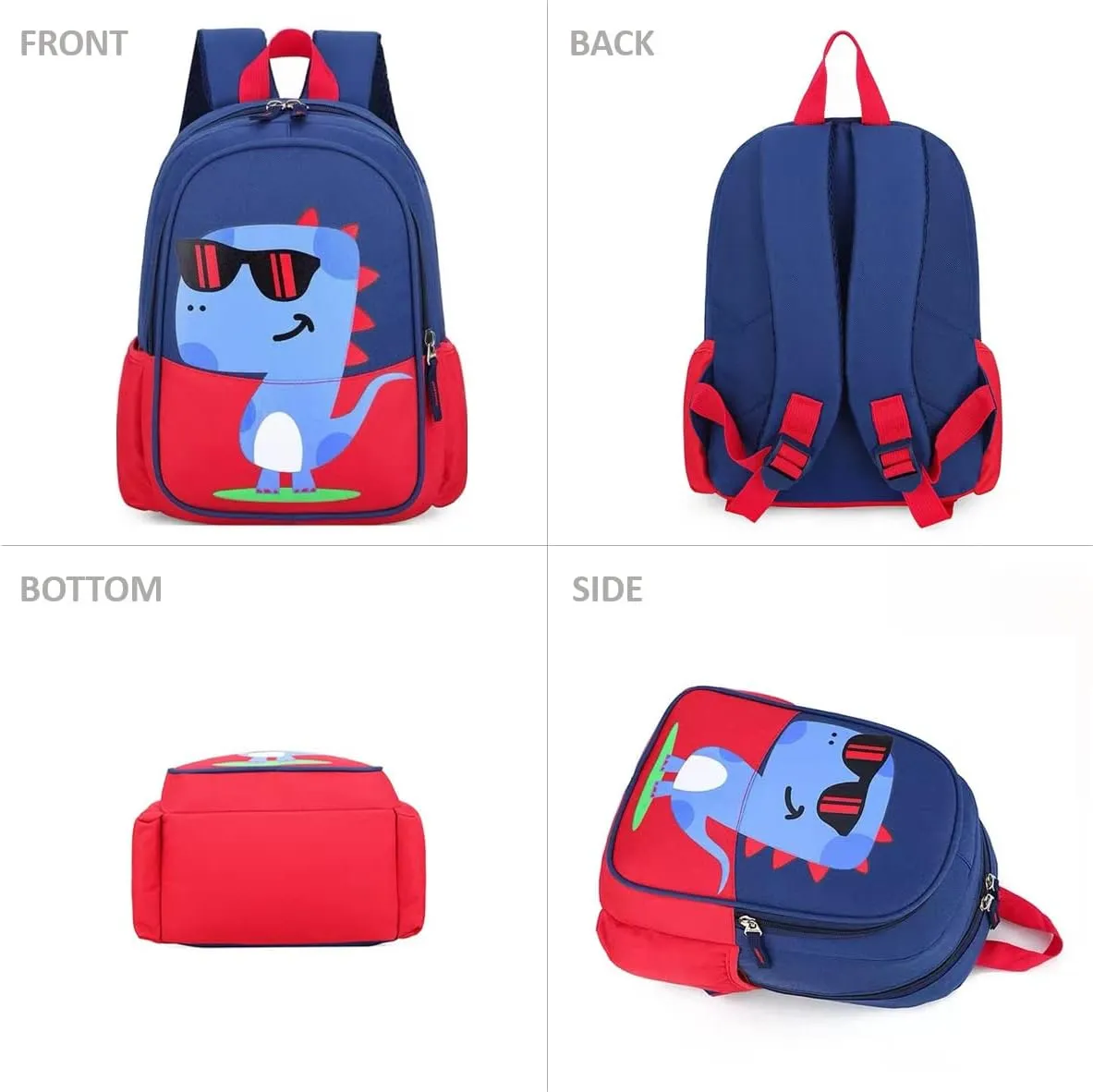 Kids Toddler Preschool Travel Backpack Cool Cute Cartoon Waterproof Daypack (Dinosaur Red)
