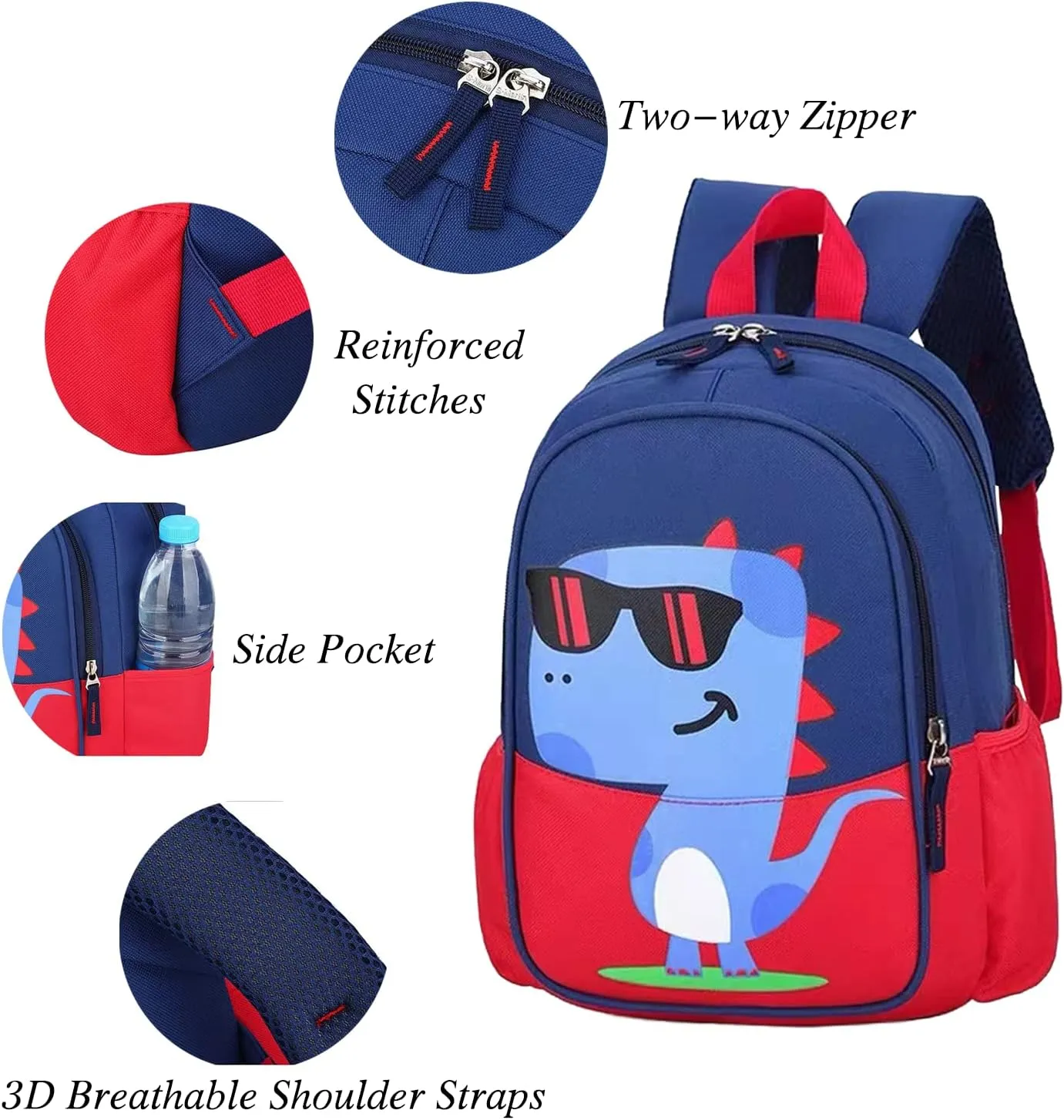 Kids Toddler Preschool Travel Backpack Cool Cute Cartoon Waterproof Daypack (Dinosaur Red)