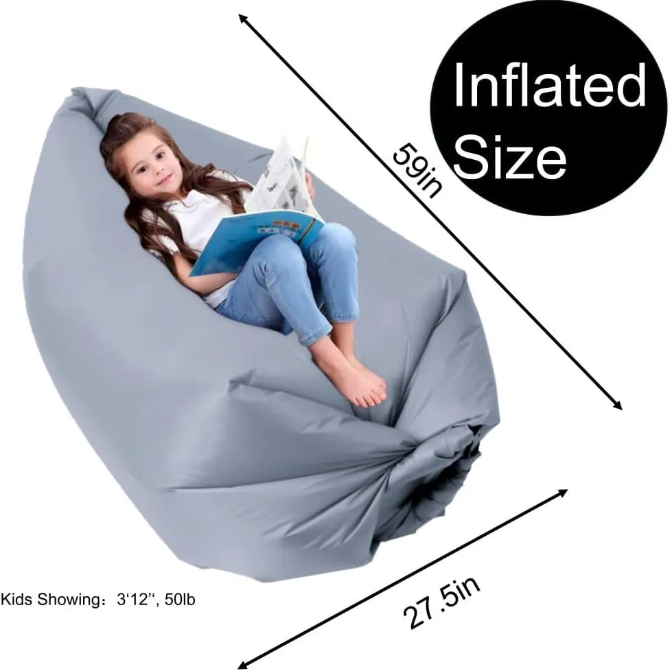 King Mills Inflatable Couch, Anti Leakage Inflatable Couch for Camping, Ideal as Portable Air Couch, Inflatable Chair for Kids, Inflatable Beach Chair for Kids and Teens, Grey