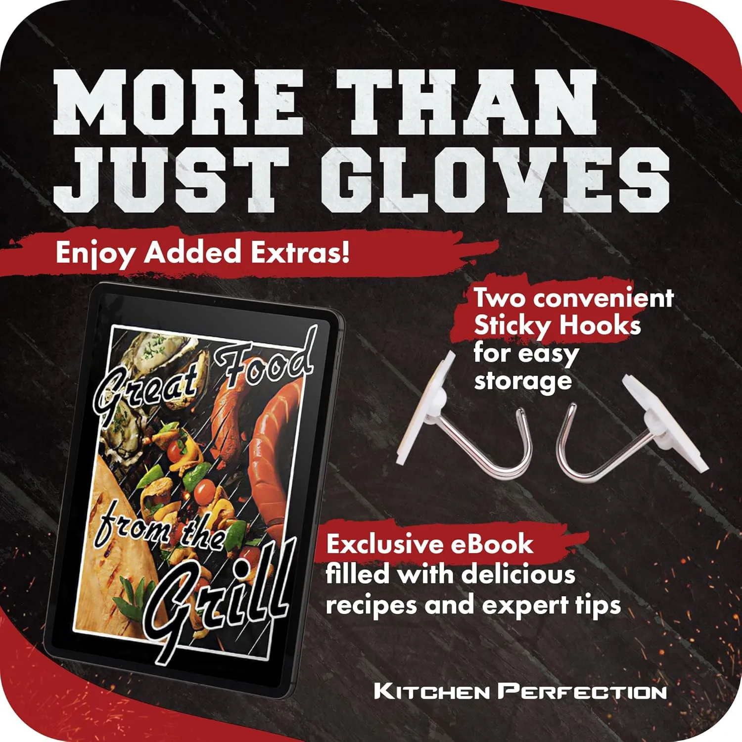 KITCHEN PERFECTION Silicone Smoker Oven Gloves -Extreme Heat Resistant BBQ Gloves -Handle Hot Food Right on Your Grill Fryer Pit|Waterproof Oven Mitts |Superior Value Set 3 Bonuses