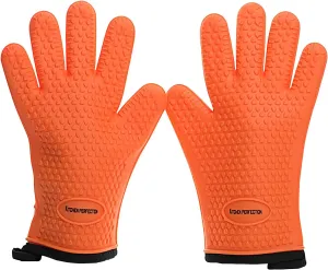 KITCHEN PERFECTION Silicone Smoker Oven Gloves -Extreme Heat Resistant BBQ Gloves -Handle Hot Food Right on Your Grill Fryer Pit|Waterproof Oven Mitts |Superior Value Set 3 Bonuses