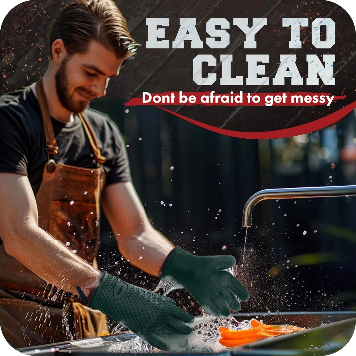 KITCHEN PERFECTION Silicone Smoker Oven Gloves -Extreme Heat Resistant BBQ Gloves -Handle Hot Food Right on Your Grill Fryer Pit|Waterproof Oven Mitts |Superior Value Set 3 Bonuses