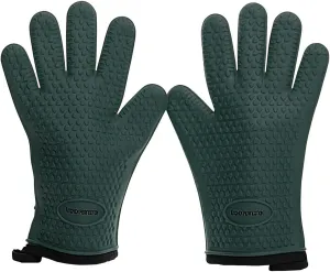 KITCHEN PERFECTION Silicone Smoker Oven Gloves -Extreme Heat Resistant BBQ Gloves -Handle Hot Food Right on Your Grill Fryer Pit|Waterproof Oven Mitts |Superior Value Set 3 Bonuses