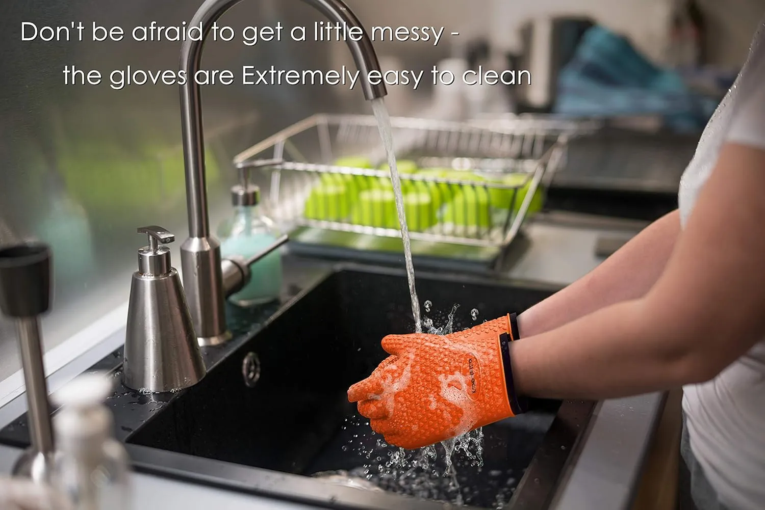 KITCHEN PERFECTION Silicone Smoker Oven Gloves -Extreme Heat Resistant BBQ Gloves -Handle Hot Food Right on Your Grill Fryer Pit|Waterproof Oven Mitts |Superior Value Set 3 Bonuses