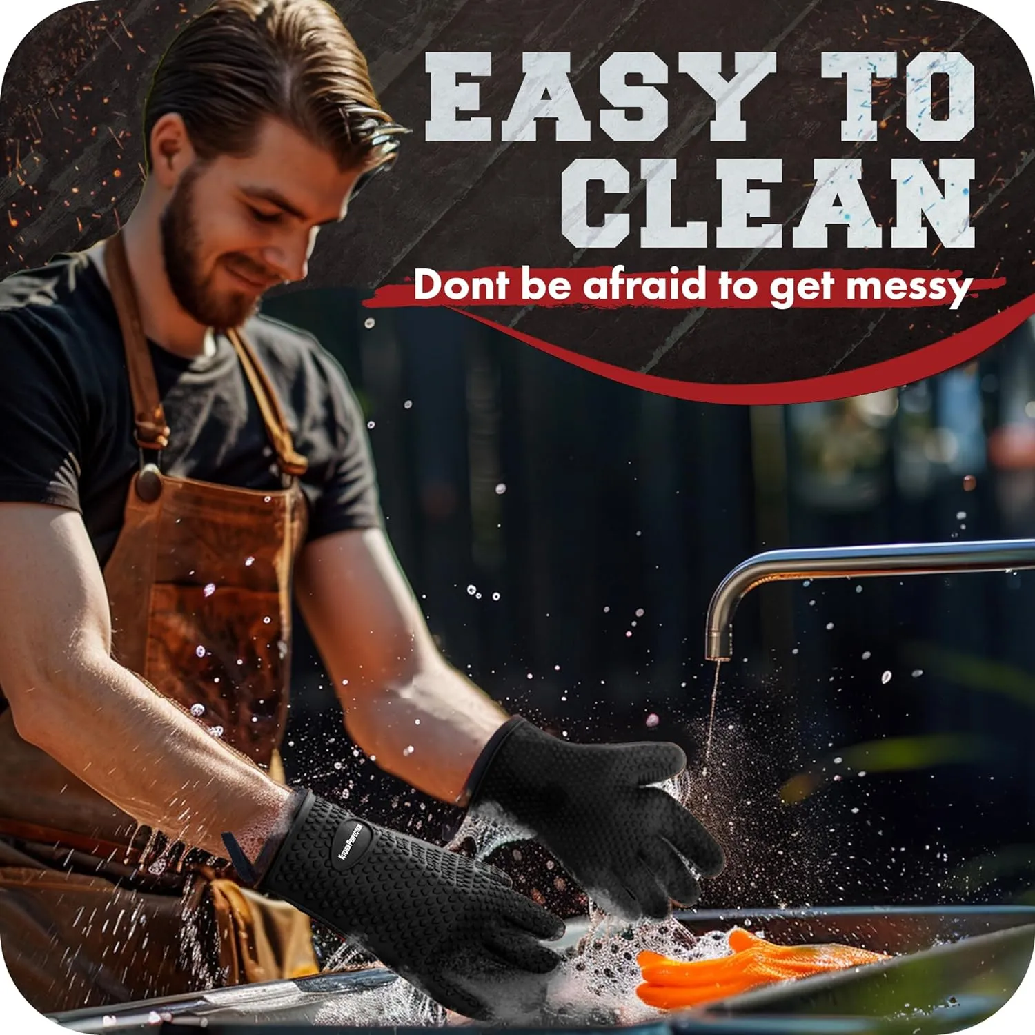 KITCHEN PERFECTION Silicone Smoker Oven Gloves -Extreme Heat Resistant BBQ Gloves -Handle Hot Food Right on Your Smoker Grill Fryer Pit|Waterproof Oven Mitts Grill Gloves |Superior Value Set 3 Bonuses