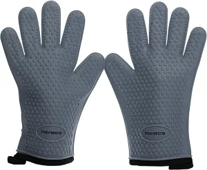 Kitchen perfection XL Silicone Smoker Oven Gloves for Women -Extreme Heat Resistant BBQ Gloves -Handle Hot Food Right on Your Grill Fryer&Pit|Waterproof Grilling Cooking Mitts|Superior Set 3 Bonuses