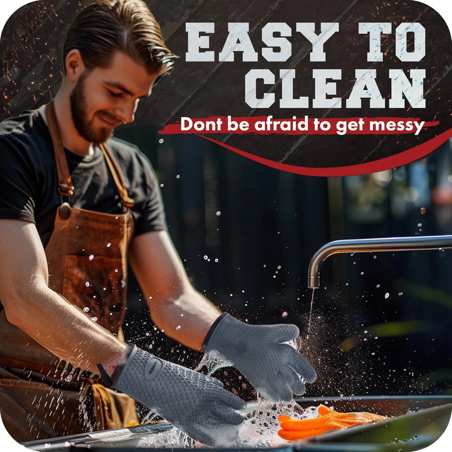 Kitchen perfection XL Silicone Smoker Oven Gloves for Women -Extreme Heat Resistant BBQ Gloves -Handle Hot Food Right on Your Grill Fryer&Pit|Waterproof Grilling Cooking Mitts|Superior Set 3 Bonuses