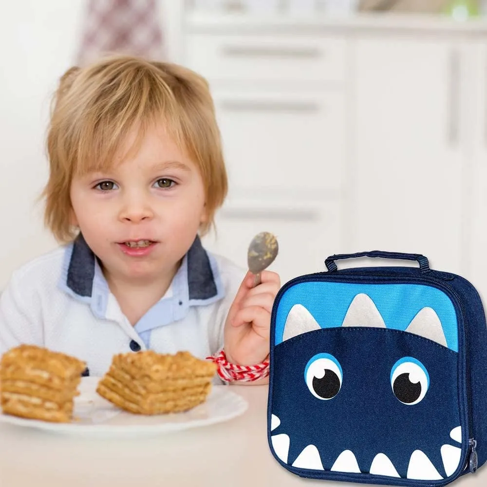 KLFVB 3PCS Backpack for Girls and Boys, 15" Unicorn Dinosaur Bookbag with Lunch Box, Kids Preschool School bag