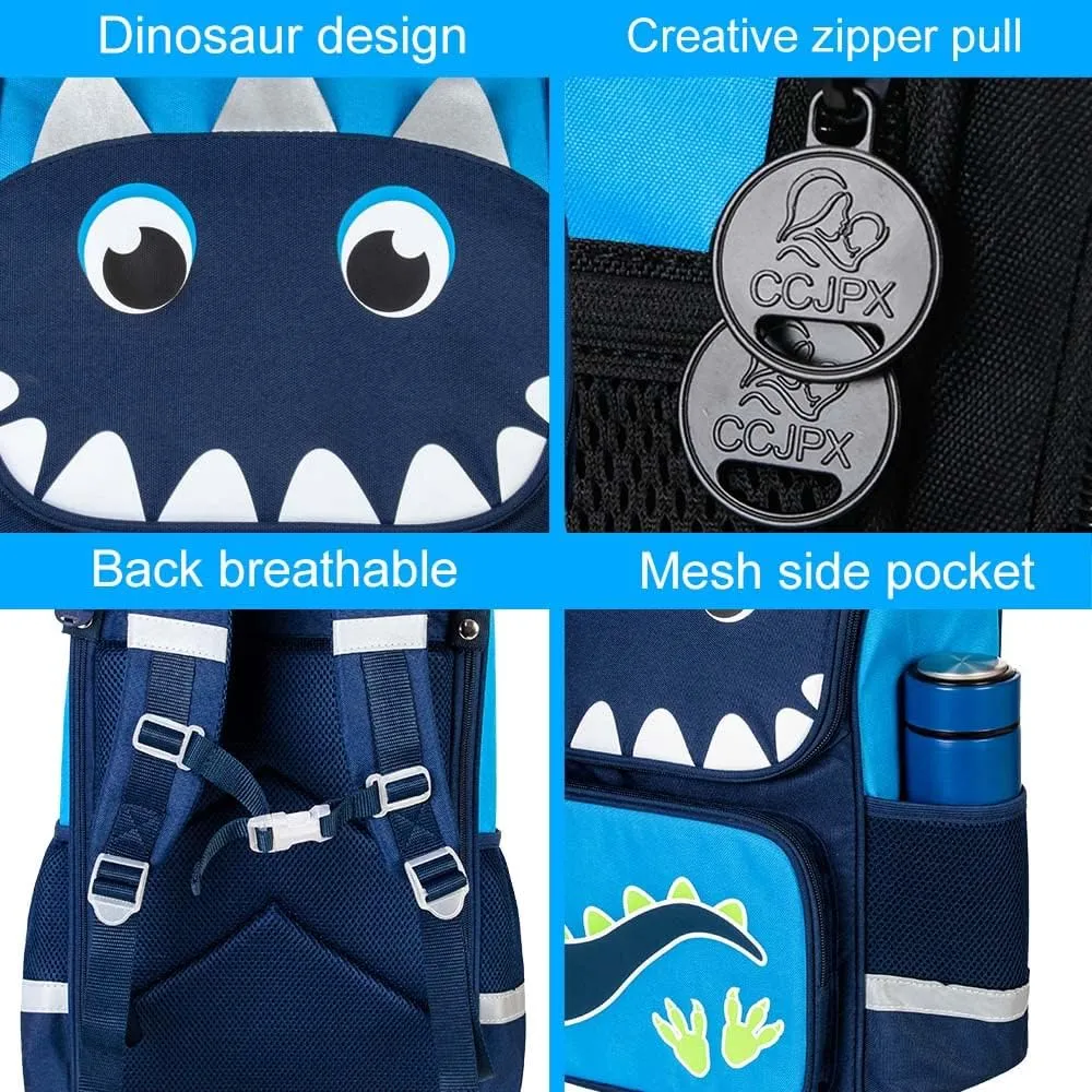 KLFVB 3PCS Backpack for Girls and Boys, 15" Unicorn Dinosaur Bookbag with Lunch Box, Kids Preschool School bag