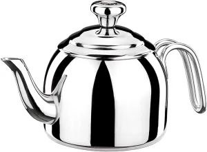 Korkmaz A051 Droppa Turkish Teapot for Stovetop 18/10 Stainless Steel Teapot Heat Resistant Handle, Tea Kettle with 37 fl oz (1100ml)