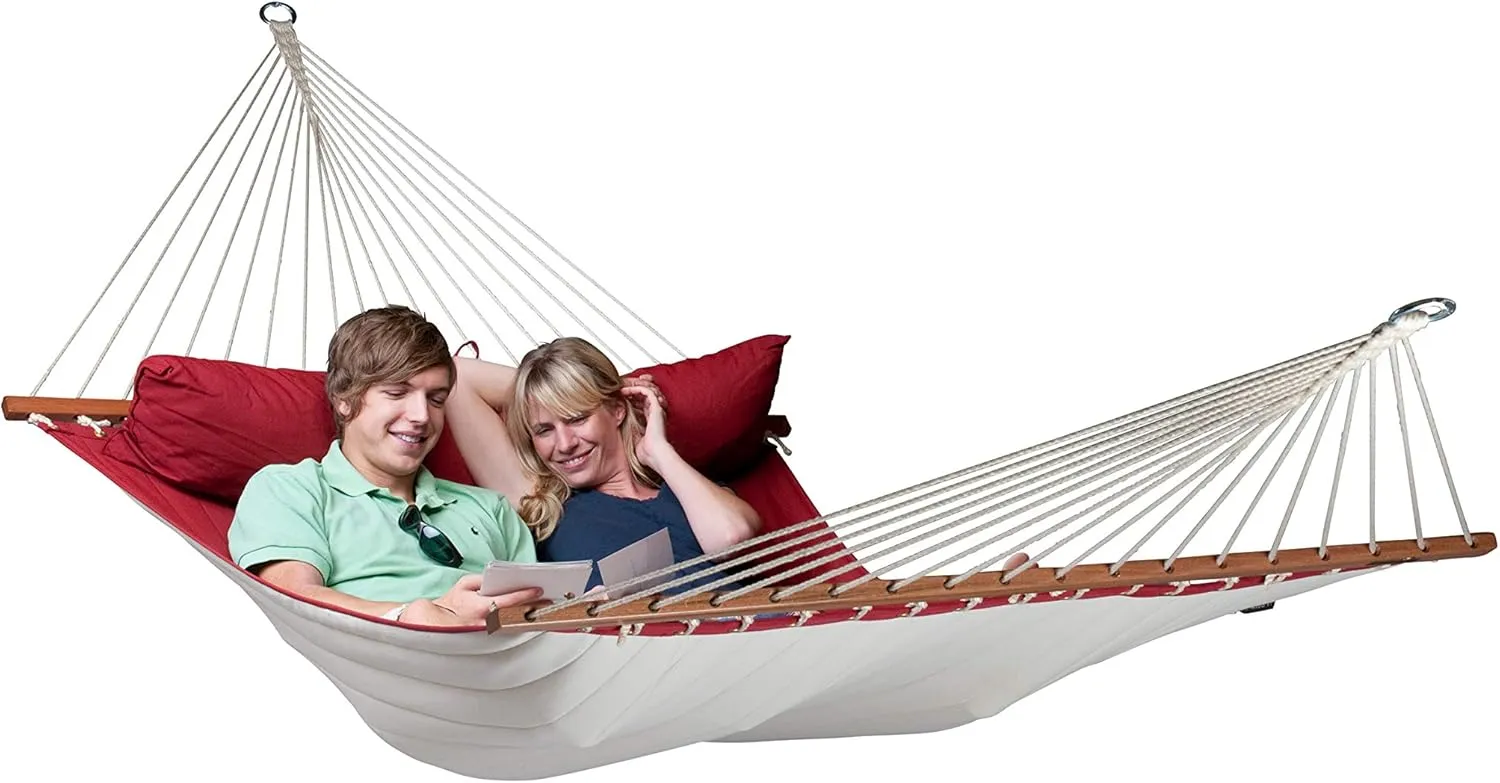 LA SIESTA Alabama Red Pepper - Quilted Spreader Bar Hammock Size King