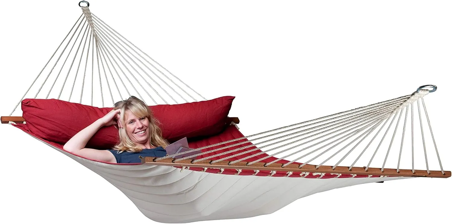 LA SIESTA Alabama Red Pepper - Quilted Spreader Bar Hammock Size King