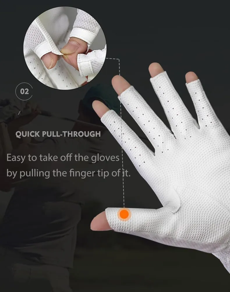 Ladies Golf Gloves with Open Finger for Women - PU Fiber Material, Breathable Design, Elastic Mesh, Touchscreen & Slip-Resistant Palm, Magic Adjustable Strap, Perfect for Golfing （TYS-026）