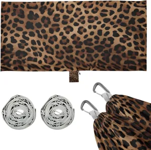 Leopard Print Camping Hammock, 330 lbs with 2 Tree Straps, Carry Bag, Single Portable Hammock for Outdoor/Indoor, Hiking, Beach, Backpacking, Travel