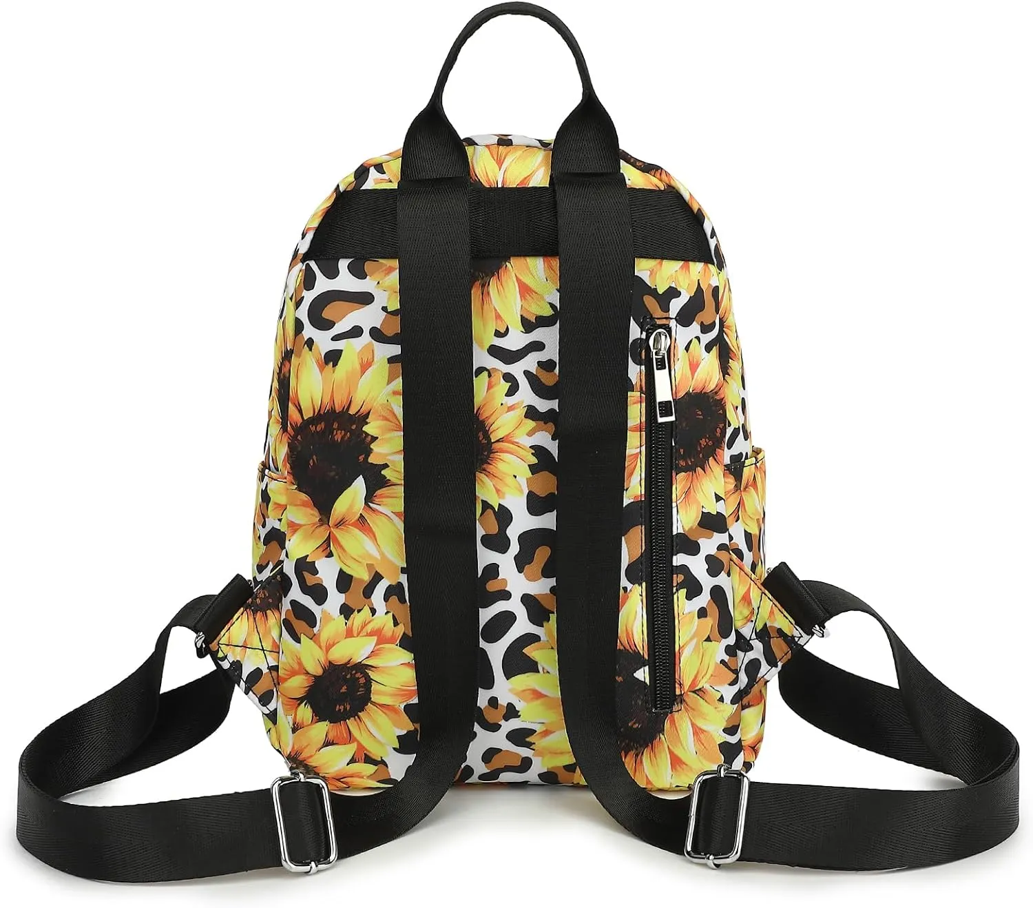 Leopard Sunflower Mini Backpack Women Girls, Small Backpack Purse for Adults Teens Kids School Travel