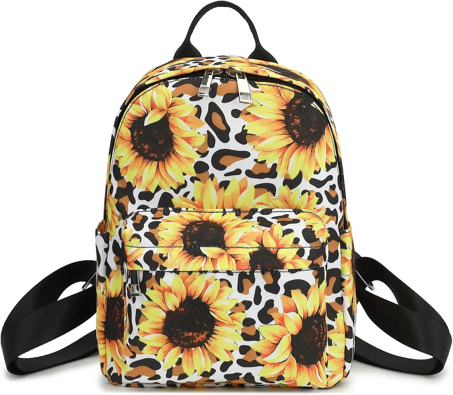 Leopard Sunflower Mini Backpack Women Girls, Small Backpack Purse for Adults Teens Kids School Travel