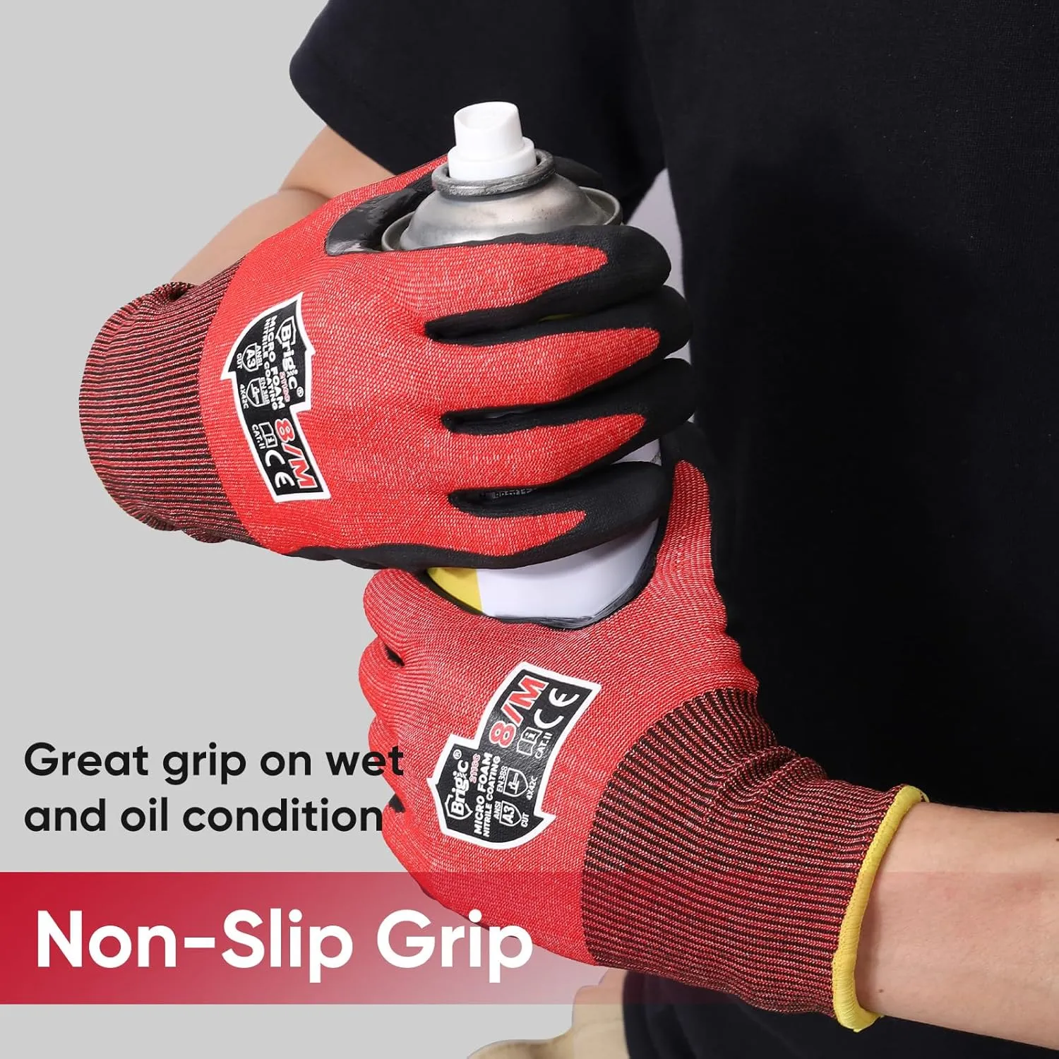 level3 Cut resistant gloves Micro Foam Nitrile Coated Touch-screen, Fiberglass-free Extreme Lightweight & Thin Red