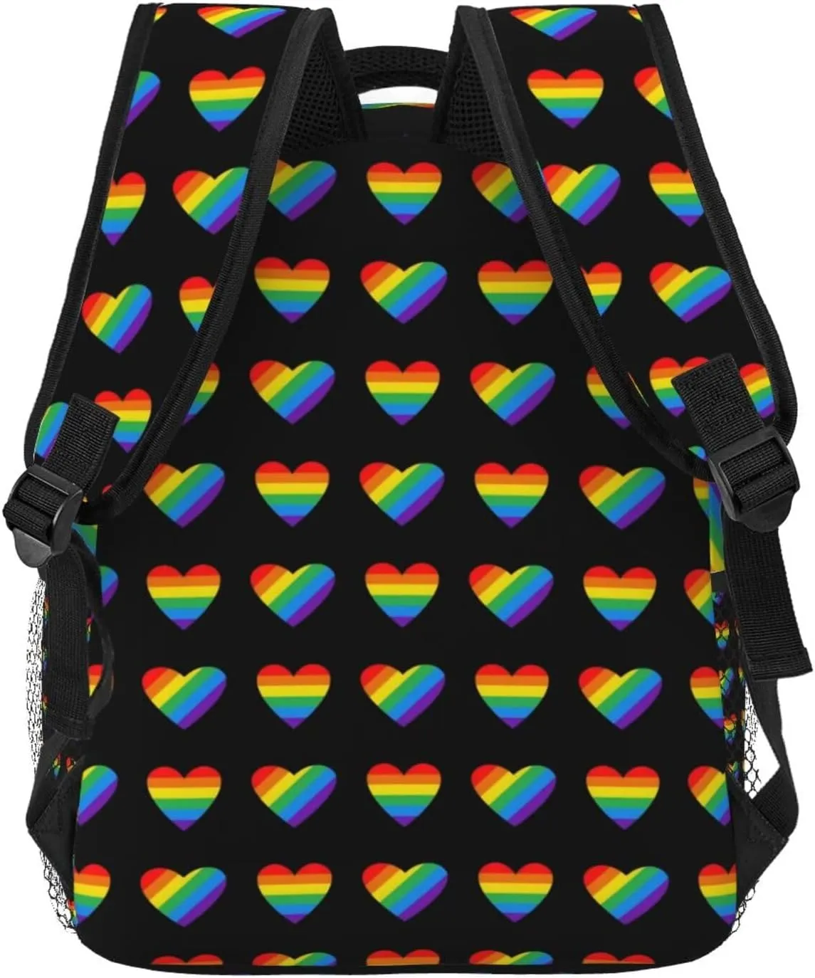 LGBT Pride Gay Love Rainbow Heart Backpack Lightweight Laptop Backpack Casual Daypack Travel Double Shoulder Bag For Women Men