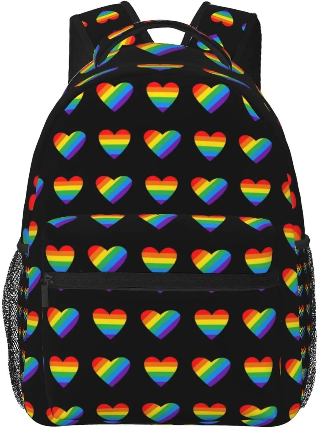 LGBT Pride Gay Love Rainbow Heart Backpack Lightweight Laptop Backpack Casual Daypack Travel Double Shoulder Bag For Women Men