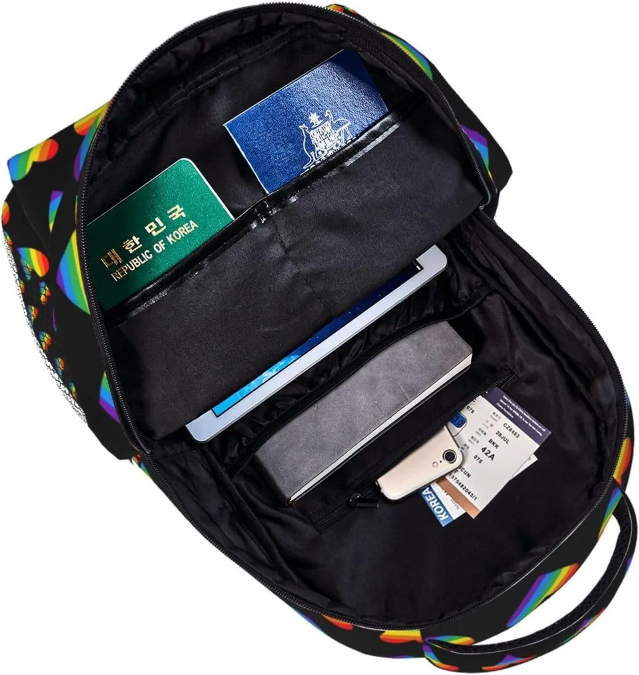 LGBT Pride Gay Love Rainbow Heart Backpack Lightweight Laptop Backpack Casual Daypack Travel Double Shoulder Bag For Women Men