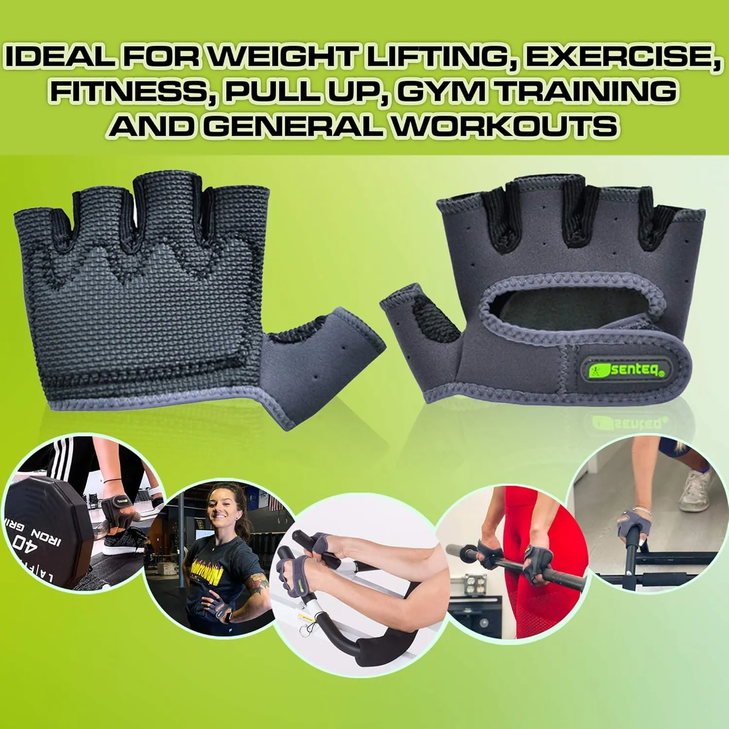 Lifting Workout Gloves - Fingerless Gym Workout Hand Protection, Grip Gloves for Weightlifting, Crossfit and Sports, Workout Gloves for Men & Women, Great for Training, Climbing, Biking & More