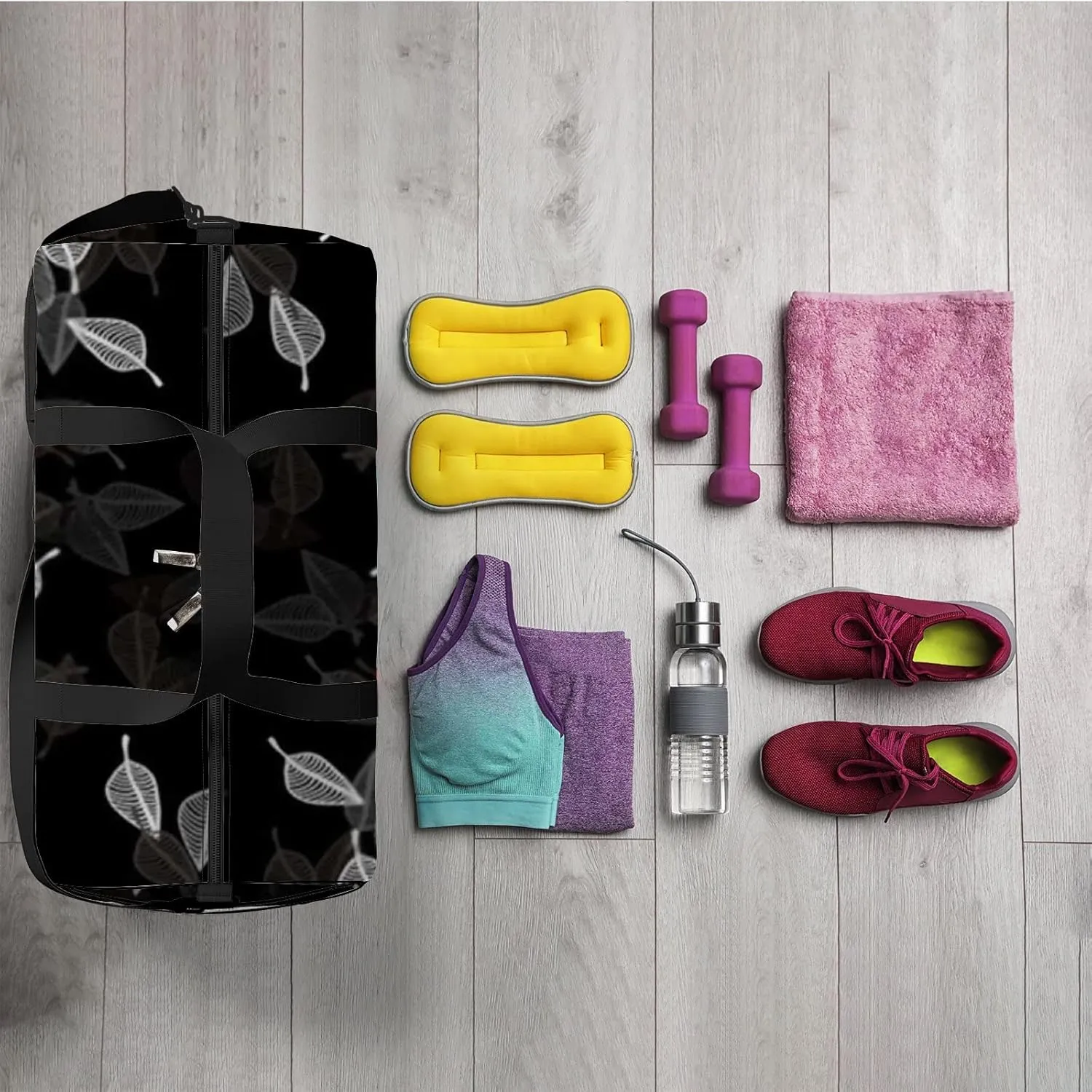 Light Black Vector Doodle Backdrop Vague Sports Bag Tote Bag Waterproof Gym Bag with Shoulder Strap Zipper 2 Side Pockets for Men and Women, Travel and Storage Shoulder Bag.