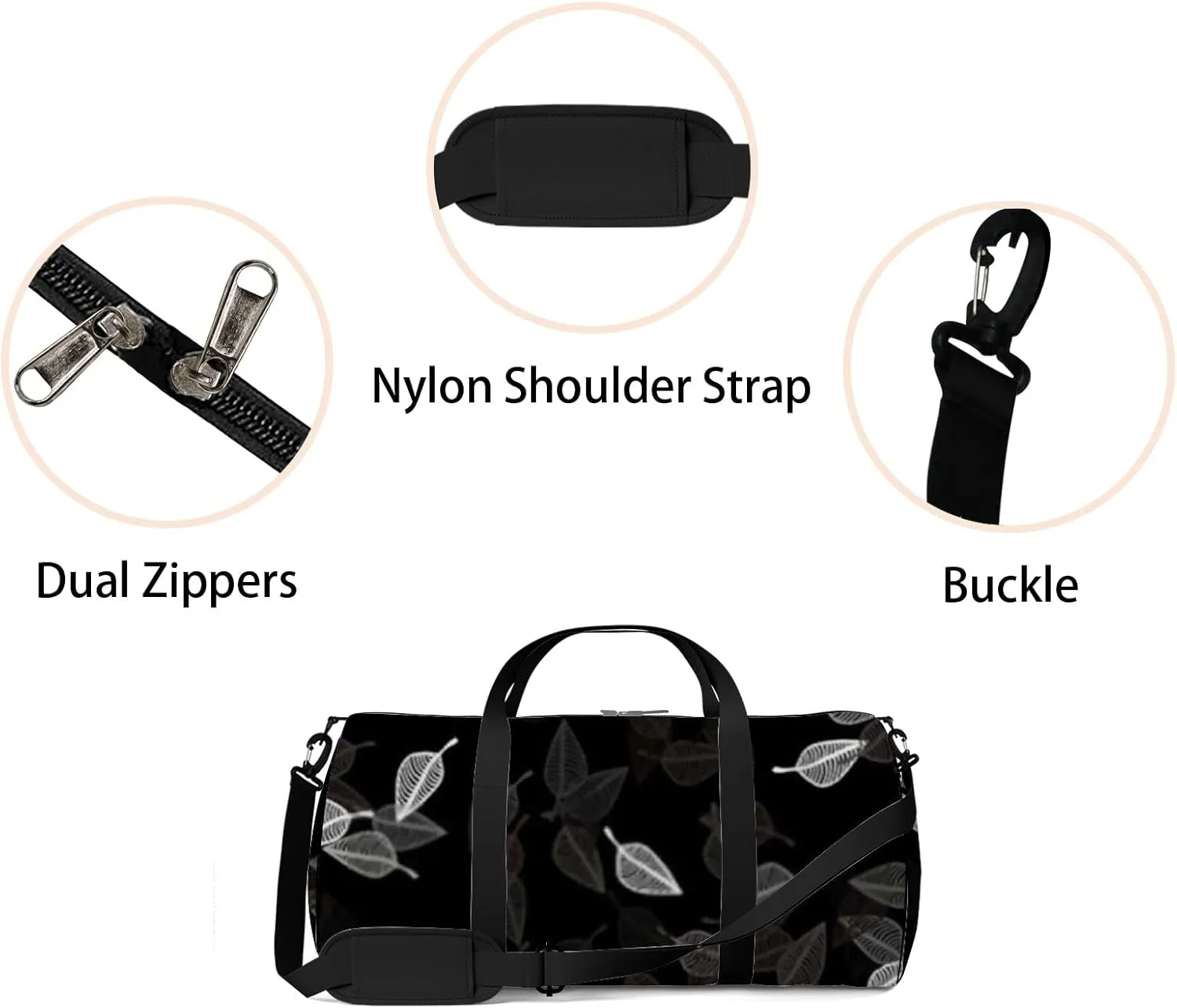 Light Black Vector Doodle Backdrop Vague Sports Bag Tote Bag Waterproof Gym Bag with Shoulder Strap Zipper 2 Side Pockets for Men and Women, Travel and Storage Shoulder Bag.