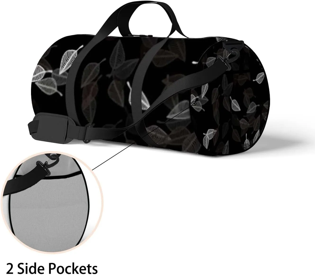 Light Black Vector Doodle Backdrop Vague Sports Bag Tote Bag Waterproof Gym Bag with Shoulder Strap Zipper 2 Side Pockets for Men and Women, Travel and Storage Shoulder Bag.