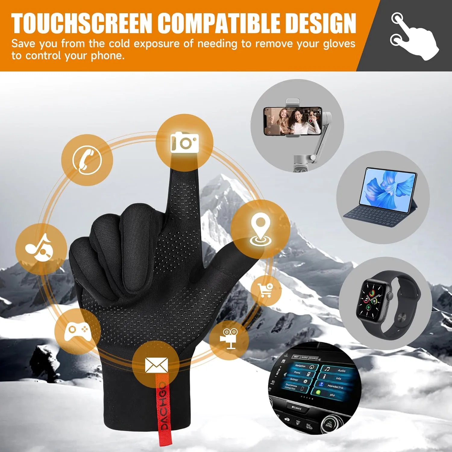 Lightweight Touchscreen Running Gloves, Thermal Gloves Liner Warm Gloves for Cold Weather for Men Women, Perfect for Cycling Running Driving Hiking Walking Sporting