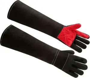 Long Welding Gloves 23.6 Inches 932℉,Heat/Fire Resistant Leather For Mig, Tig, Stick, Forge, BBQ, Grill, Fireplace