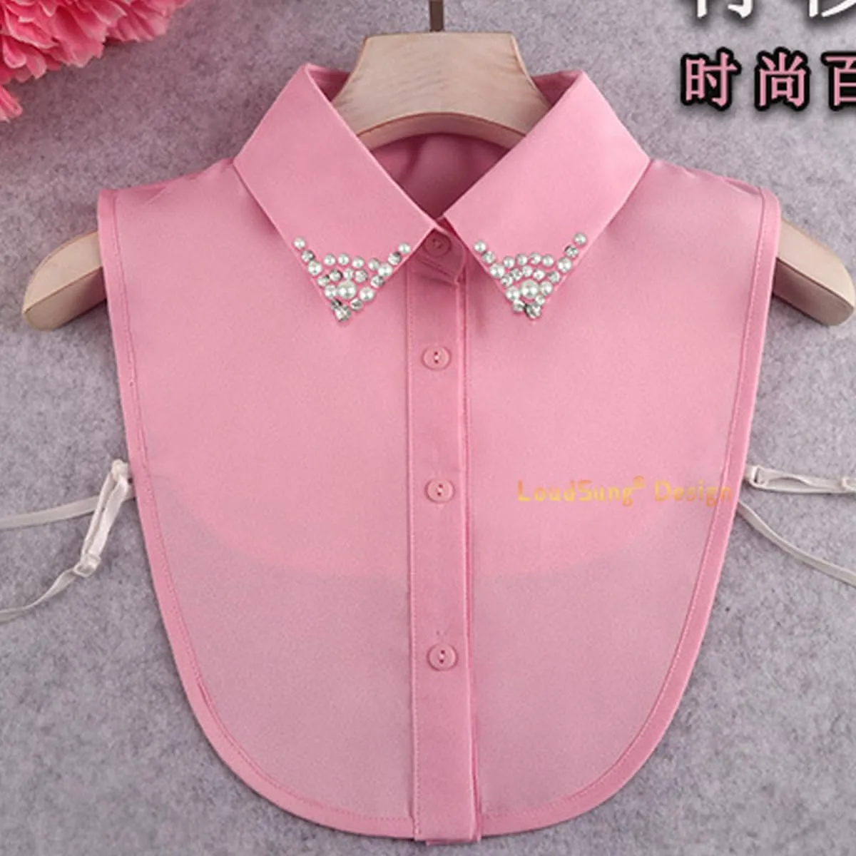 LoudSung Fake Collar Detachable Half Shirt Blouse False Collar Sets Elegant Diamond Pure Color for Women Girls 3PCS