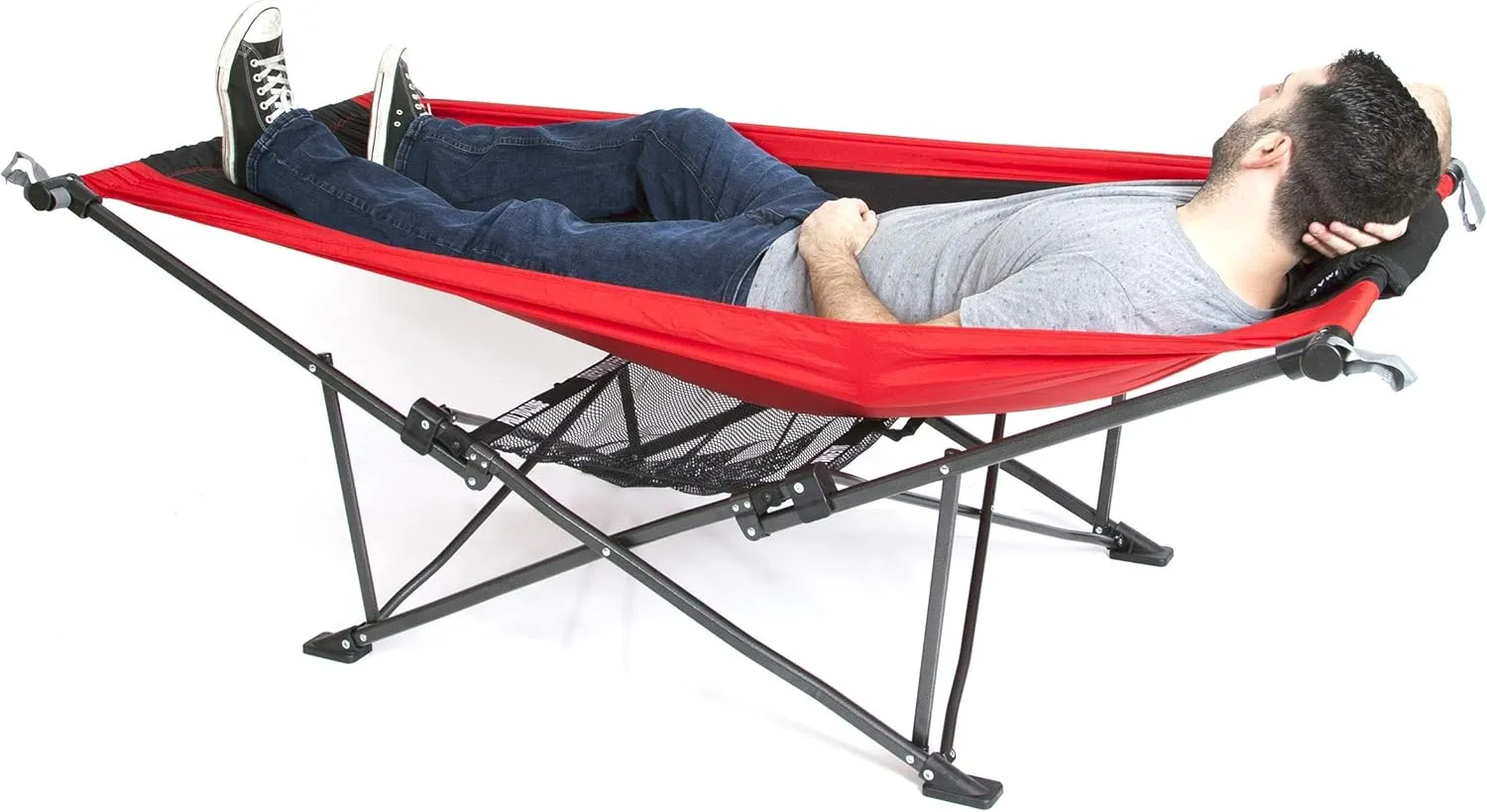 Mac Sports H900S-100 Topnotch Heavy Duty Multi-Use Outdoor Camping Portable Folding Hammock (Red/Black)