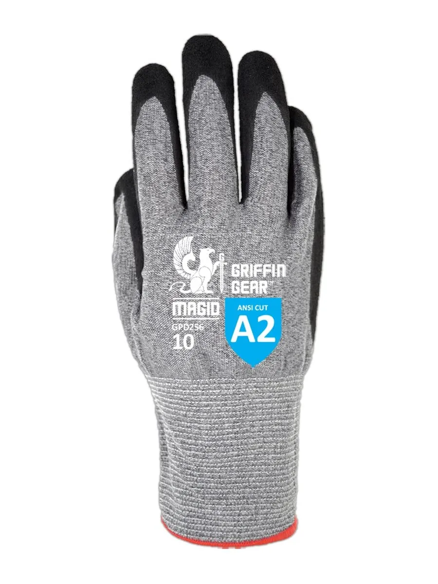 MAGID Griffin Gear ANSI A2 Hyperon Foam Nitrile Coated Work Gloves, 12 Pairs, Size 10/XL (GPD256)